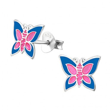 Cute Blue Pink Butterfly Ear Studs