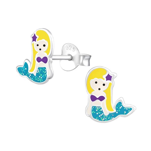 Cute Blue Mermaid Ear Studs