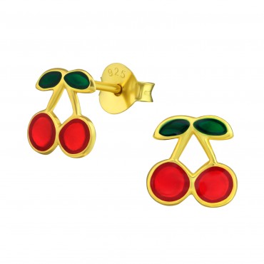 Gold Plated Cherry Ear Studs