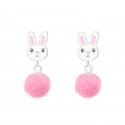 Rabbit with Pom Pom Earrings