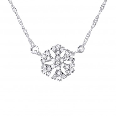Silver Crystal Snowflake Necklace