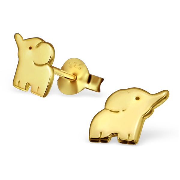 Gold Plated Elephant Ear Studs