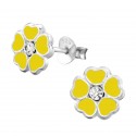 Yellow Flower Crystal Ear Studs